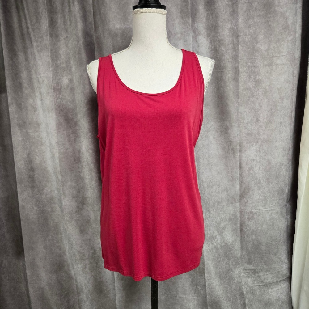 Eileen Fisher Stretch 100% Silk Jersey Tank Top Red Pink Women's Size XL